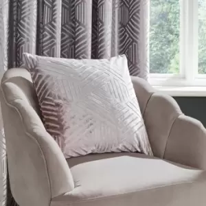 Image of Catherine Lansfield Geometric Cut Velvet Cushion Silver
