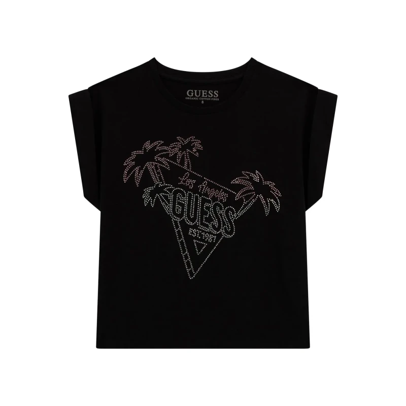 Image of Guess Girl's T-Shirt Guess Midi Noir Female 10 ans