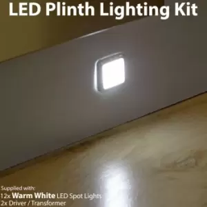 image of Square LED Plinth Light Kit 12 warm white Spotlight Kitchen Bathroom Floor Panel