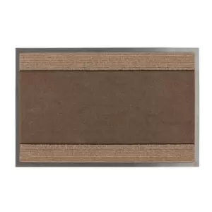 JVL Miracle Barrier 40 x 60cm Striped Door Mat - Brown/Beige