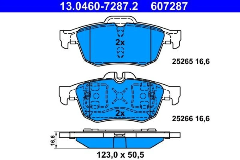 Image of ATE 13.0460-7287.2 Brake pad set excl. wear warning contact Brake Pad Set,disc brake (402)