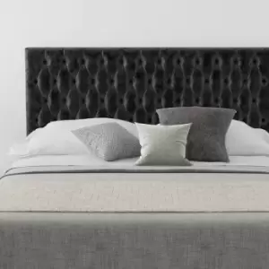 Image of Monroe Upholstered Headboard, Mirazzi Velvet, Black - Headboard 60cm Size Small Double (120x190)