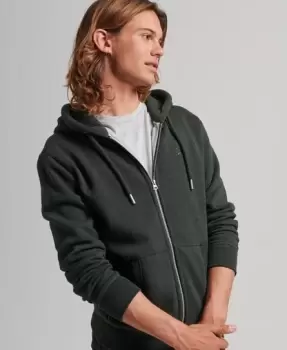 Image of Superdry Mens Organic Cotton Vintage Logo Embroidered Zip Hoodie Green / Dark Olive Marl - Size: M