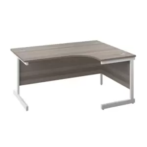 Image of Tc 1600X1200 Single Upright Right Hand Radial Desk Grey Oak-White + Desk High Pe