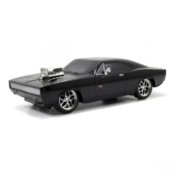 Image of Fast & Furious - The Fast and the Furious Dom's 1970 Dodge Charger R/T Remote Control Toy Muscle Car (Black)
