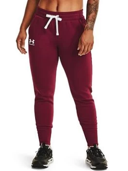 Image of Under Armour Rival Fleece Joggers - Red/White, Size L, Women