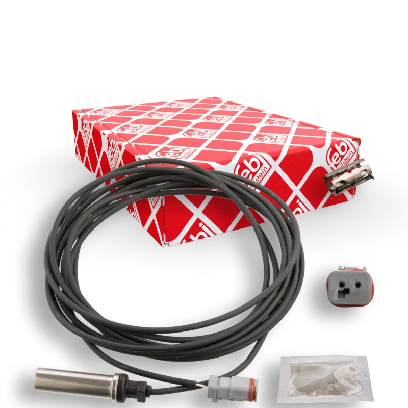 Image of FEBI BILSTEIN 103765 ABS Sensor Rear Axle Right, with bush Sensor,wheel speed (412)
