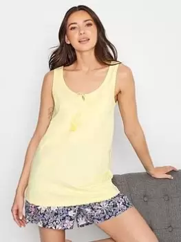 image of Long Tall Sally Tassel Trim Pj Vest Top - Lemon, Yellow, Size 14-16, Women