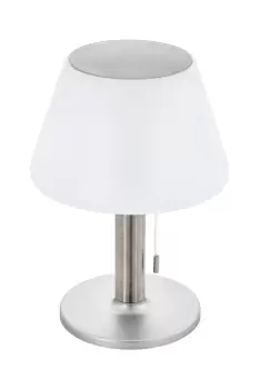 image of Solar Powered LED White And Silver Table Lamp