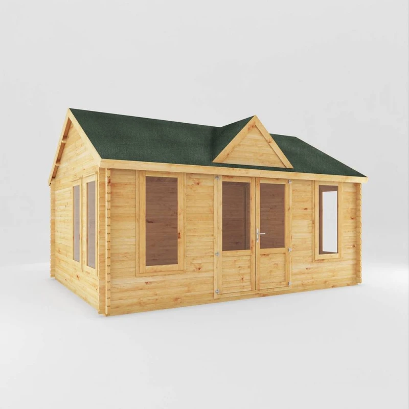 Image of Mercia 5.3m x 4m Clock Tower Log Cabin (44mm), Brown SI-006-004-0103