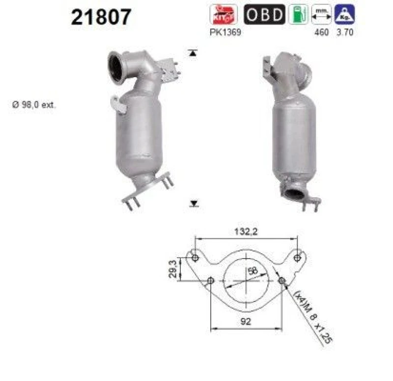 Image of AS Catalytic converter AS 21807