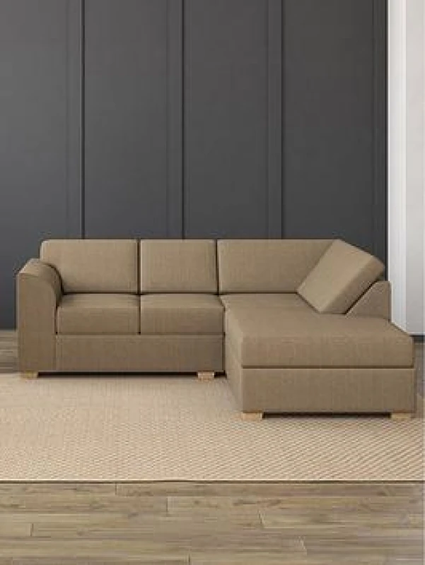 Image of Aspire Modo L Shaped Sofa With Corner On The Right, Fixed Back, Venice Olive, Green MO-FB-VN01-RL