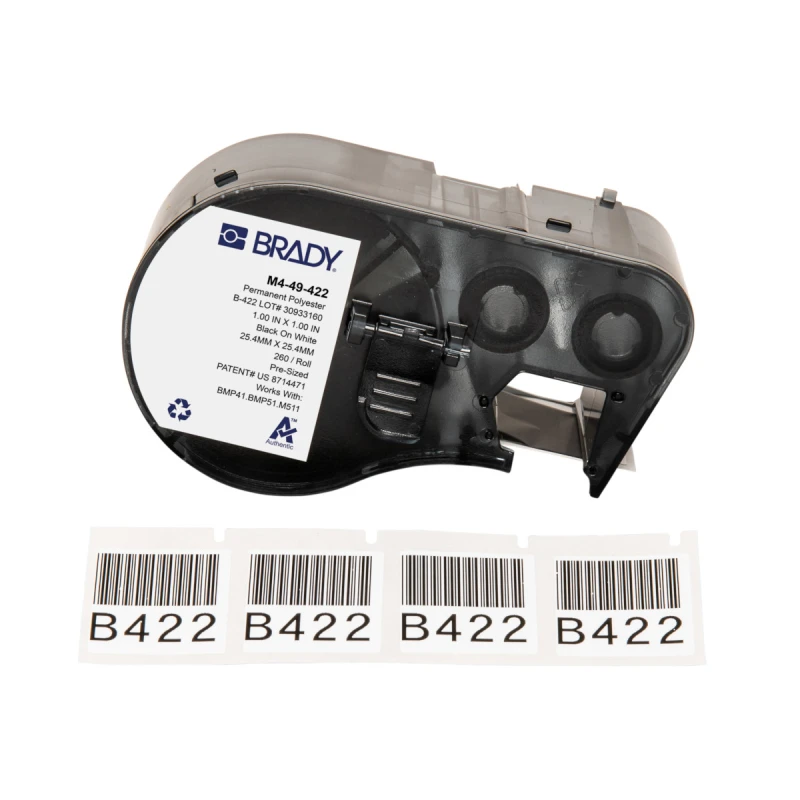 Image of Brady M4-49-422 printer label Black. White Self-adhesive printer label