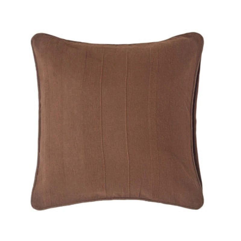 Image of Homescapes Cotton Rajput Ribbed Chocolate Cushion Cover, 60 X 60 Cm