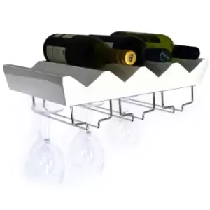 image of Techstyle Monterey 4 Bottle Wall Mounted Floating Wine Storage Shelf White