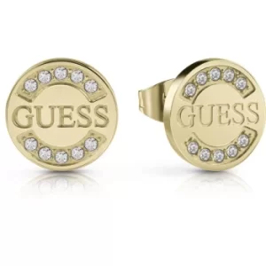Image of Ladies Guess Gold Plated Sterling Silver Uptown Chic Uptown Chic Logo Studs