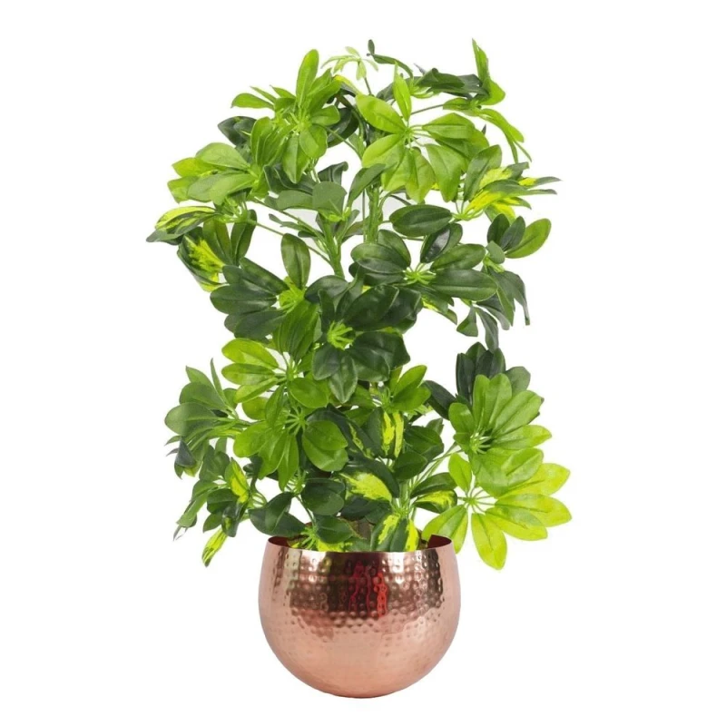 Image of Unbranded Realistic 75cm Artificial Arboricola Gold Capella Plant in Copper Metal Planter