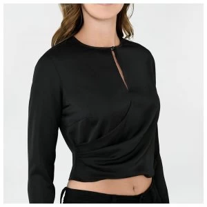 Image of Firetrap Blackseal Satin Drape Top - Black