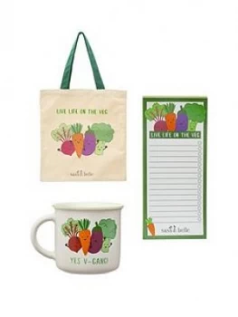 image of Sass & Belle Live Life On The Veg Tote Bag, Mug And Notebook