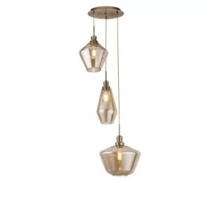 Image of Mia 3 Light Cluster Drop Ceiling Pendant Champagne Glass