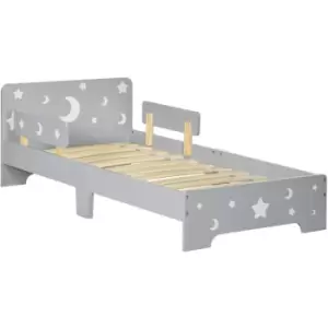 image of Toddler bed w/ Star and Moon Patterns, for Ages 3-6 Years - Grey - Grey - Zonekiz