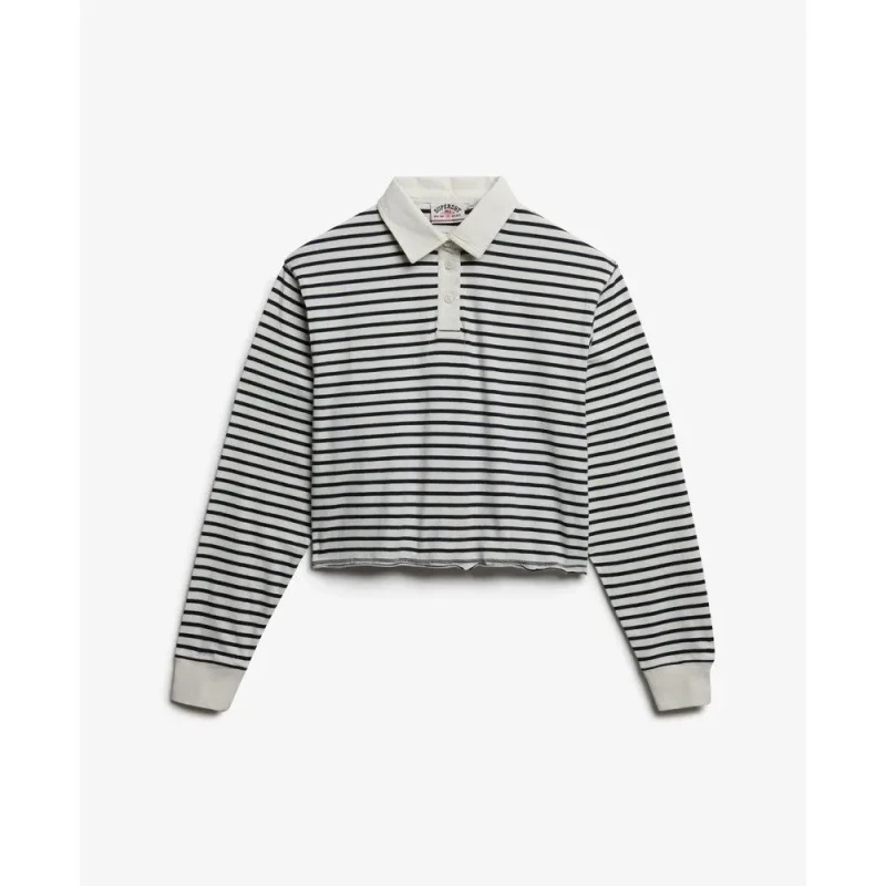 Image of Superdry Womens long-sleeved polo shirt Superdry Athletic Essentials Stripe Rose Female S