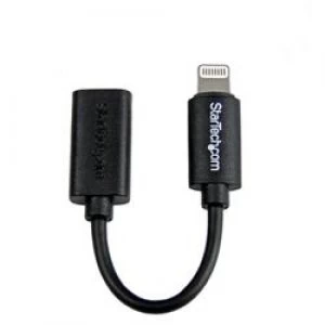 image of StarTech.com Black Micro USB to Apple 8-pin Lightning Connector Adapter for iPhone / iPod / iPad