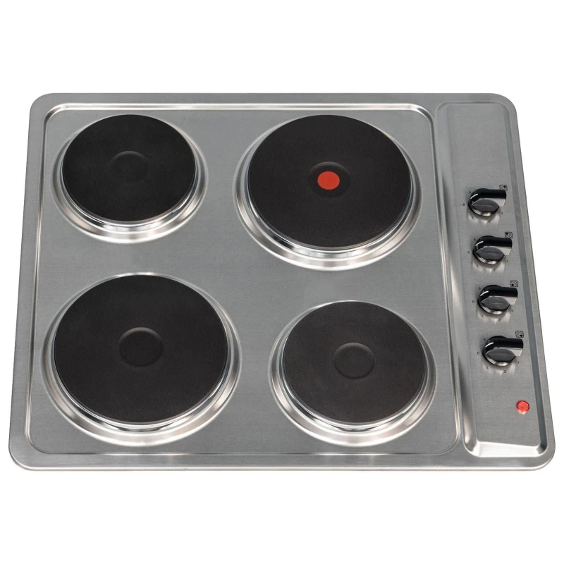 Image of SIA 60cm Stainless Steel Solid Plate 4 Zone Electric Easy Clean Hob PHP601SS Silver