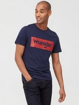 Image of Wrangler Box Logo T-Shirt - Navy
