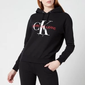 Image of Calvin Klein Jeans Womens Crop Monogram Hoodie - Ck Black - M