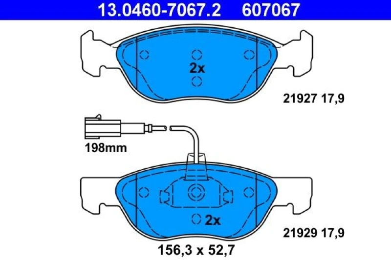 Image of ATE 13.0460-7067.2 Brake pad set incl. wear warning contact Brake Pad Set,disc brake (402)
