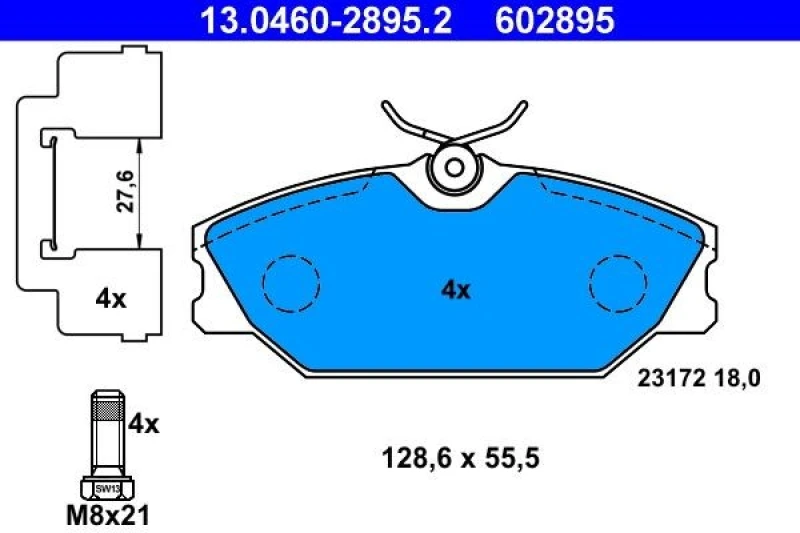 Image of ATE 13.0460-2895.2 Brake pad set excl. wear warning contact, with brake caliper screws Brake Pad Set,disc brake (402)