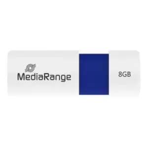 image of MediaRange USB 2.0 Flash Drive with Slide Mechanism - 8GB - Blue / White