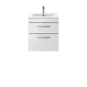 image of Nuie Athena 500 Wall Hung 2-drawer Vanity & Minimalist Basin - Gloss Grey Mist