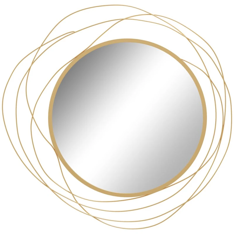 Image of HOMCOM Metal Wall Art 65cm Round Mirror for Living Room Dining Room Gold Tone - Homcom 5056725537906
