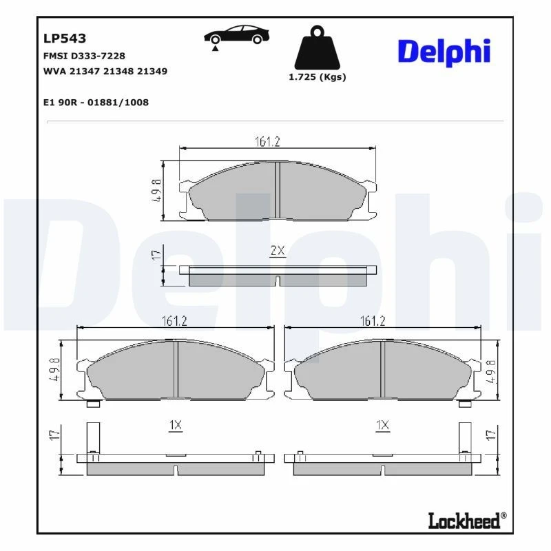 Image of DELPHI Brake pad set DELPHI LP543