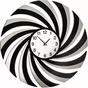 Wall Clock Black Mirrored Clocks For Living Room / Bedroom / Contemporary Curved Swirl Design MDF Clocks 5 x 60 x 60 - Premier Housewares