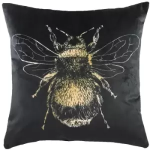 Image of Evans Lichfield Bee Cushion Cover (30cm x 50cm) (Black) - Black