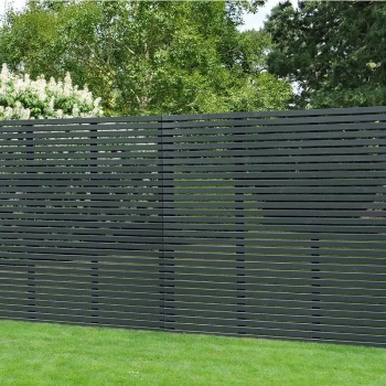 image of Forest 6' x 6' Contemporary Grey Slatted Fence Panel (1.8m x 1.8m) - Dip treated