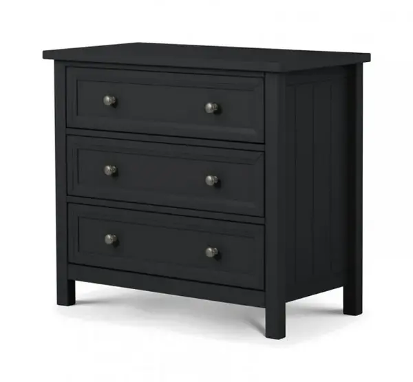 image of Julian Bowen Maine Anthracite 3 Drawer Low Chest of Drawers