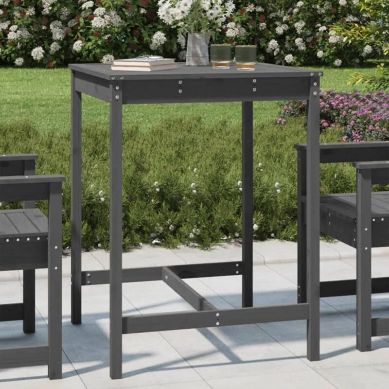 Image of JINLEFU Garden Table Grey 82.5x82.5x110cm Solid Wood Pine vidaXL JRVDZX-824083_DE