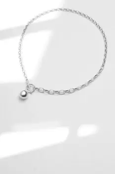 image of Recycled Sterling Silver 925 Polished Orb Necklace