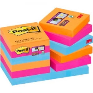 Image of Post it Sticky Note Cube 48 x 48mm Assorted 12 Pieces of 90 Sheets