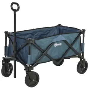 Image of Outsunny Folding Outdoor Garden Storage Trolley Cart with Telescopic Handle & Brakes - Green