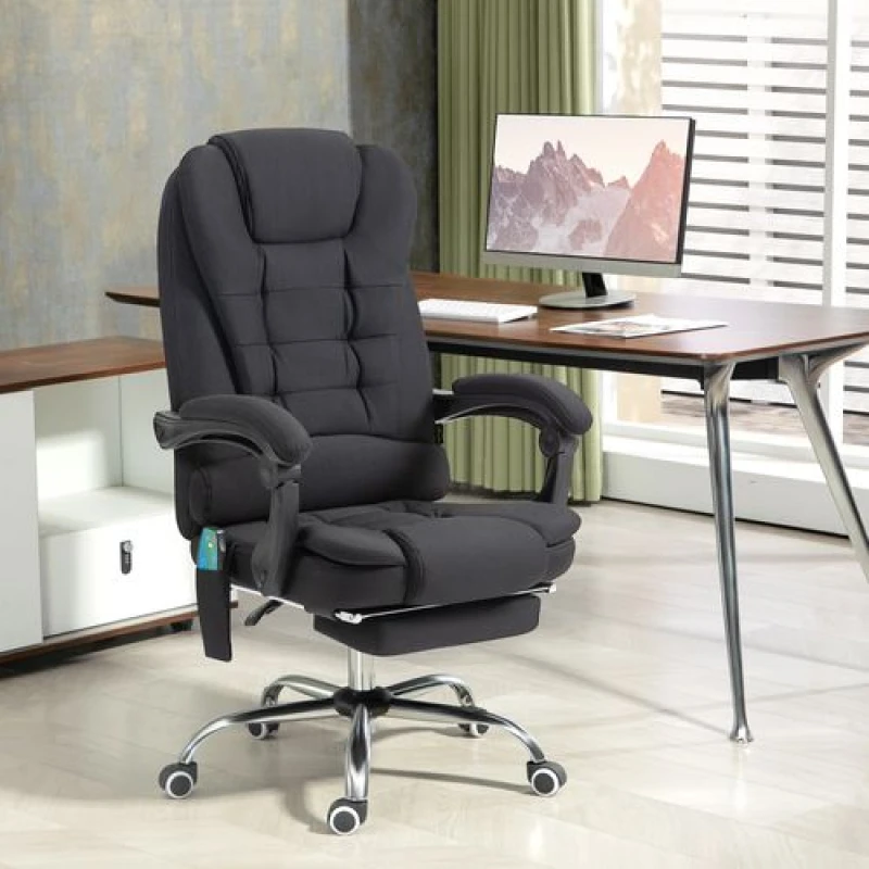 Image of Vinsetto Heated Vibration Massage Office Chair with Footrest,Black 921-364V71BK