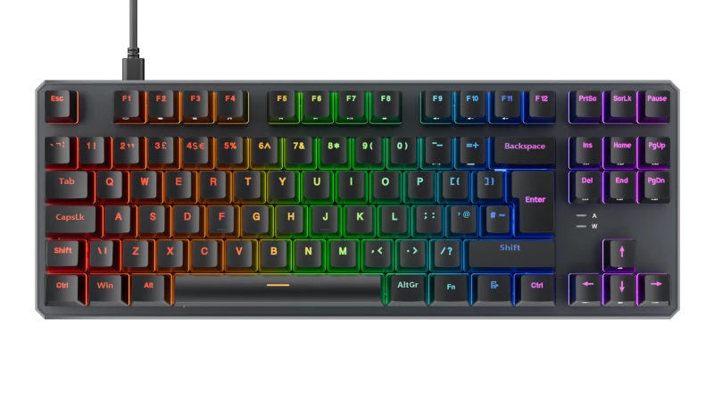 Image of Tecware Phantom+ 88-Key UK Layout RGB Mechanical BlackGaming Keyboard - Wraith Brown Switch Tactile 50G - TWKB-P88PZT-WBRUK
