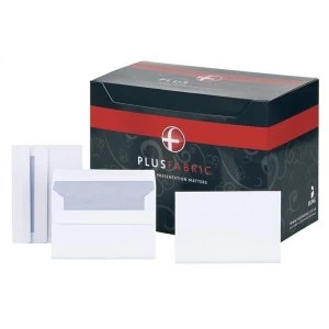 Image of Plus Fabric Envelopes Wallet Press Seal 110gm2 C6 White 1 x Pack of 500