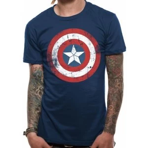 image of Captain America Civil War Distressed Shield Unisex X-Large T-Shirt - Blue