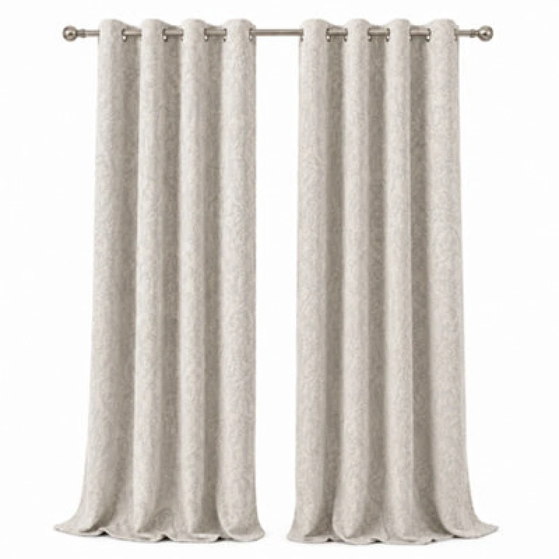 Image of Mhg Living 100% Cotton Jacquard Room Darkening Curtains Pair - Thermal Insulated Eyelet Curtains