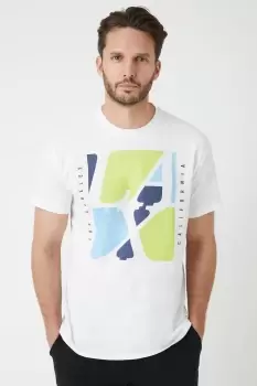 Image of Mens White Slim Fit Lax Print T-Shirt
